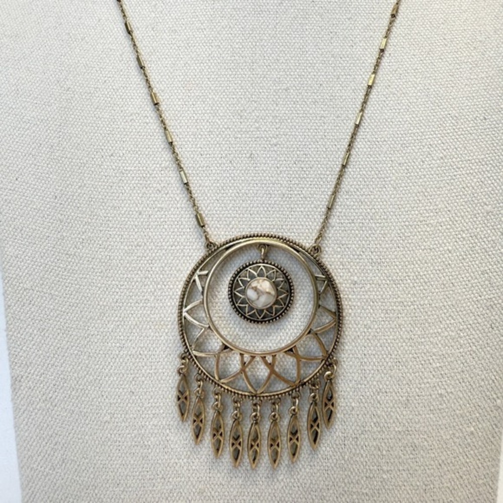 Dream Catcher Pendant Necklace Gold-Tone Southwest‎ Western Jessica Simpson